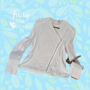 🍄50% ANTHROPOLOGIE White Zip Cardigan sz M